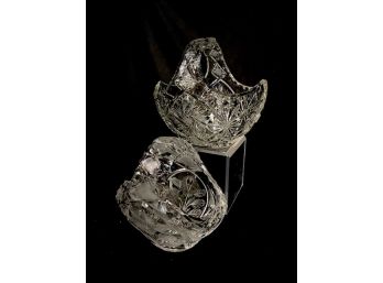 Pairing Of Decorative Etcher Crystal Baskets