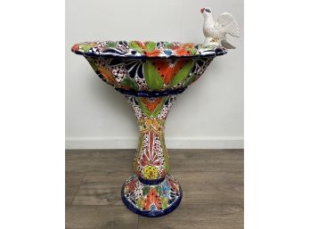 Gorgeous Talavera Mexican Pottery Birdbath