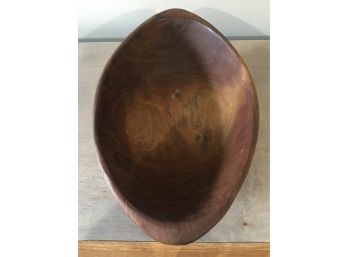 Carved Wooden Oval Bowl