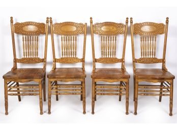 Set Of Four Slat Back Chairs