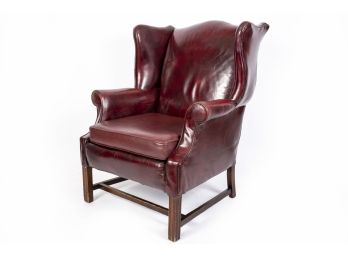 Oxblood Leather Wingback Chair