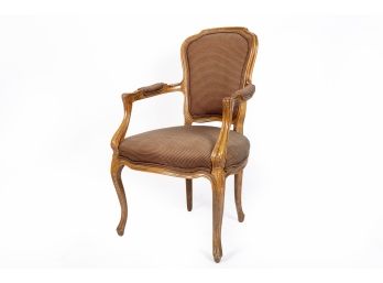 Louis XV Style Chair In Brown Upholstery
