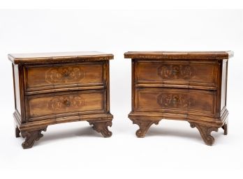 French Provincial Marquetry Bedside Tables