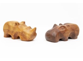 Hippo & Rhino Figurines By Jeffrey Cooper