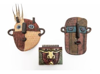 Trio Of Signed Masks By Louis Mendez