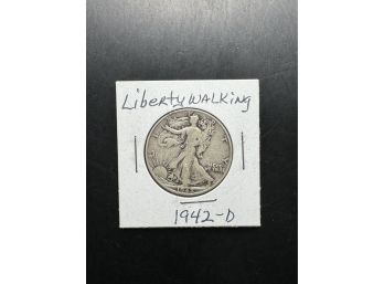 1942-D Walking Liberty Silver Half Dollar