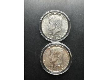 2 Kennedy 40 Silver Half Dollars 1966, 1967