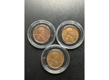 3 Wheat Pennies 1952, 1952-D, 1952-S