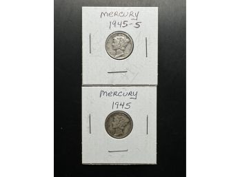 2 Mercury Dimes 1945, 1945-S