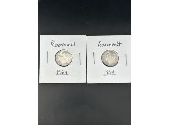 Lot Of 2 1964 Roosevelt Dimes