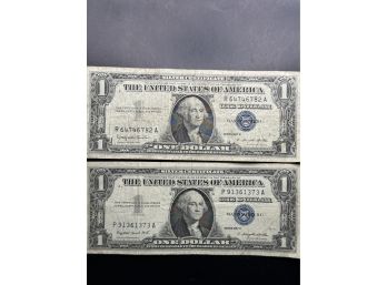 2 $1 Silver Certificates 1957-A, 1957-B