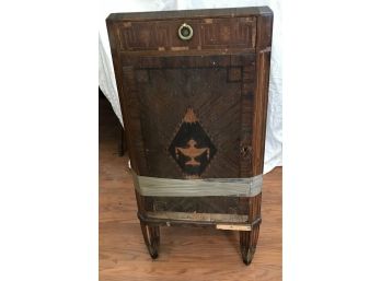 Vintage One Door, One Drawer  Veneer Cabinet