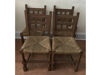 Four Rush Seat Vintage Chairs