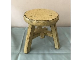 Sweet Little Vintage Stool In Great Yellow Paint
