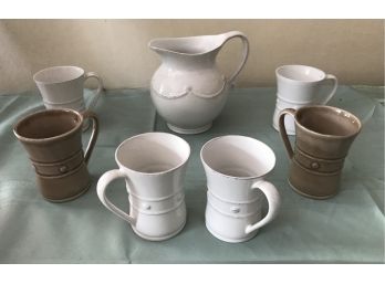 Juliska European Ceramics- Pitcher And Six Mugs