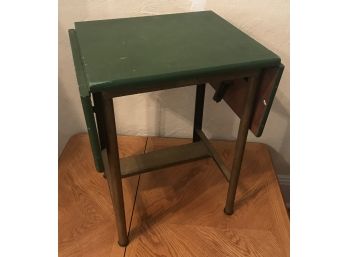 Drop Leaf Metal Stand In Green Paint