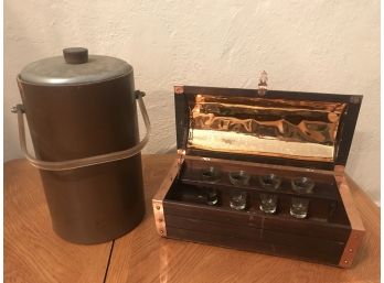 Wood & Glass Chill Bucket With Lid & Treasure Box Liquor Box