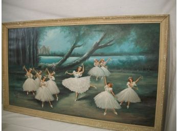 H-U-G-E . . . .Oil On Canvas Of Ballerinas - Signed G. Crispo  - Slightly As-Is