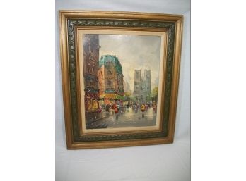 Very Nice Oil On Canvas Of Parisian Scene -  Signed 'R. Foffo' In Original Frame