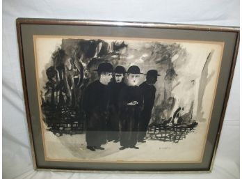 Unusual Painting By  Michael Wright ? - 57' - Watercolor On Paper  - VERY Cool