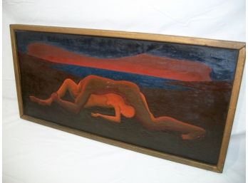 FABULOUS Vintage Oil On Board By  'Ian Williams'  Intertwined Nudes - Amazing !