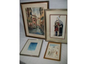 4 - Prints ? Watercolors ?  - Andrew Stasky - M. Michaud - Others Illegible