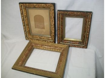 Three Amazing Victorian Frames -Faux Burl / Grain Painted - C.1880's - Hard To Find
