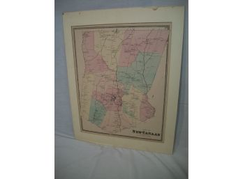 Antique Town Of New Canaan,CT Map - Circa 1870- Very Good Condition