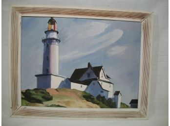 Cape Cod Lighthouse Signed Rubanowice 63' - Great Little Painting