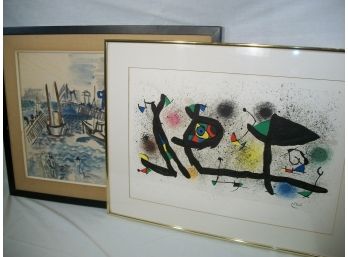 Lot Of Two Vintage Prints - Raoul Dufy & Joan Miro In Original Frames - Copies But Quality Copies
