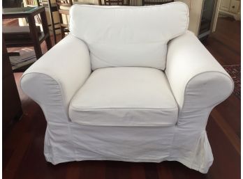 IKEA Comfortable White Slip Covered Easy Chair