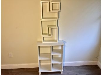 White Book Cubby/Bookcase And Four Cubist Shelf Modules
