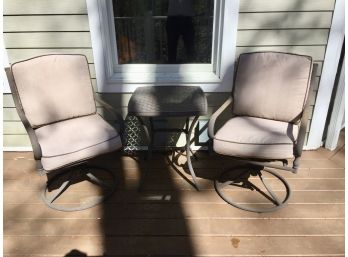 Martha Stewart Living Cast Aluminum Outdoor Swivel Chairs And Table