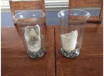 Pair Of Hurricane Candle Holders