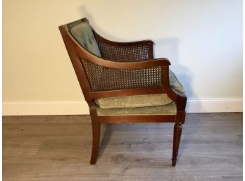 Accent Chair With Cane Sides And Button Back Upholstery