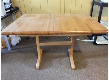 Oak Trestle Table With Extension Insert.