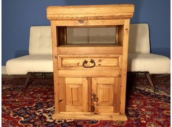 Swivel Top Pine Cabinet With Three Storage Levels