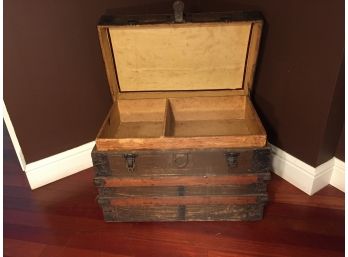 Antique Wood And Strap Metal Chest