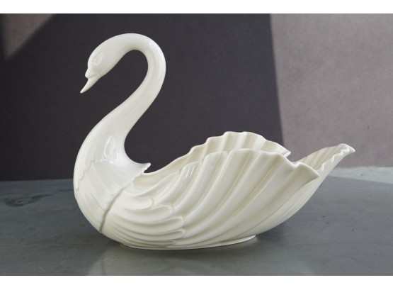 Large Creme White Lenox Porcelain Swan Bowl