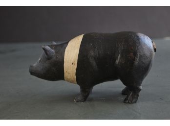 Small Black Plaster Pig With White Collar -  The Panda Pig