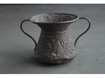 Small Very Elaborated Antique Bronze Pot With Handles