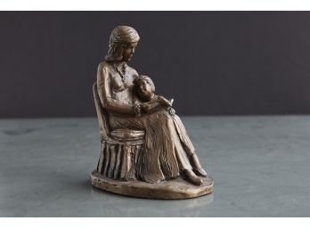 Mother And Child Sculpture Bronze Over Plaster, Signed