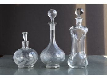 Set Of 3 Glass Carafes