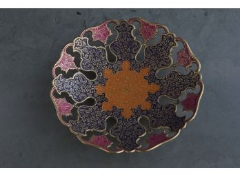 Indian Enamel  Brass Bowl With Intricate Details