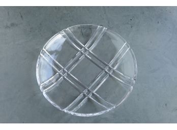 Large Round Crystal Glass Charger With Graphic Pattern
