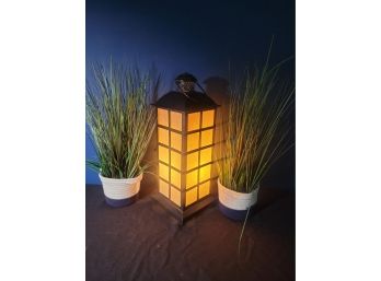 Bronze Metal Lantern. Nice Illumination With A Terrific Amber Glow.  - - - - - -- - - - - - - -- - - Loc: LR