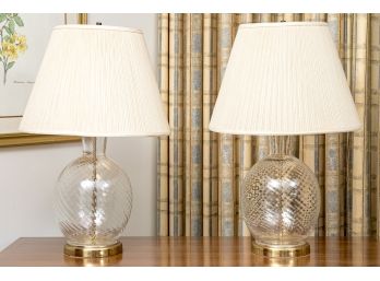 Marvelous Pair Of Blown Glass Lamps