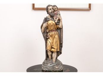 Elaborately Carved And Gilt Painted Statue Depicting Saint Joseph With The Christ Child