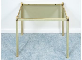 Glass Side Table/ Coffee Table With Brass Surround