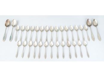 Set Of 32 Spoons Marked 'Sterling'